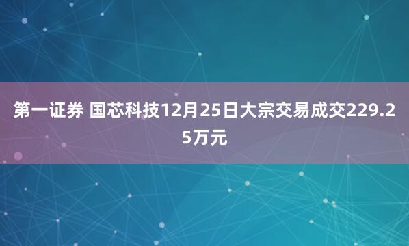 第一证券 国芯科技12月25日大宗交易成交229.25万元